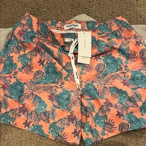 Women's Tropical Print Shorts - Orange and Green